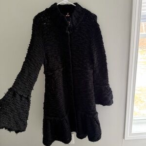 Free People Black Knit Cape